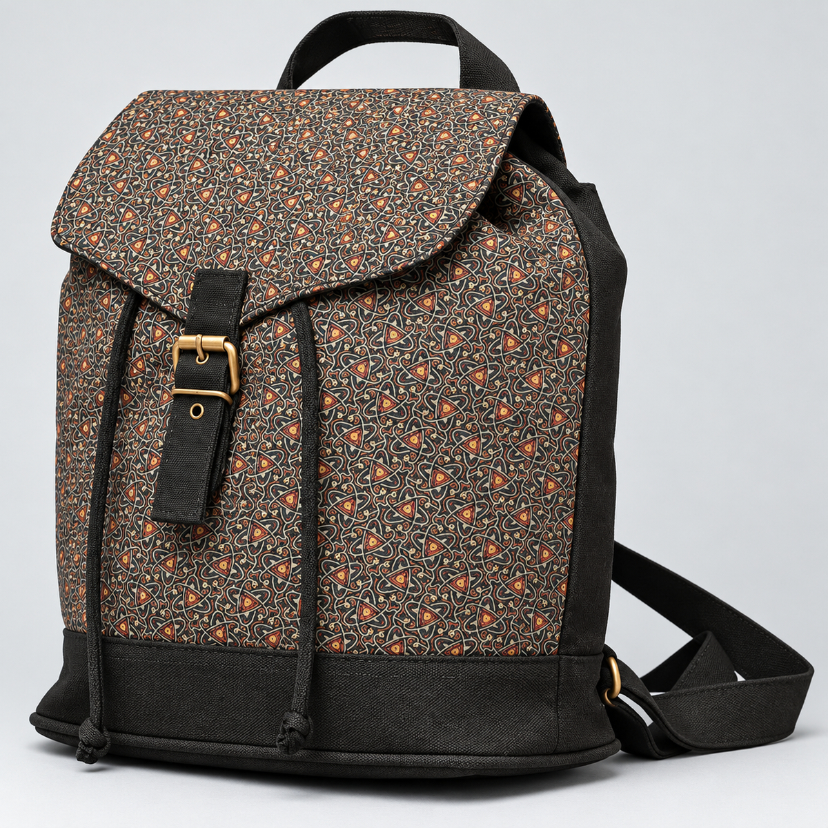 Silk Screen Printed Art Mini Canvas Backpack Purse