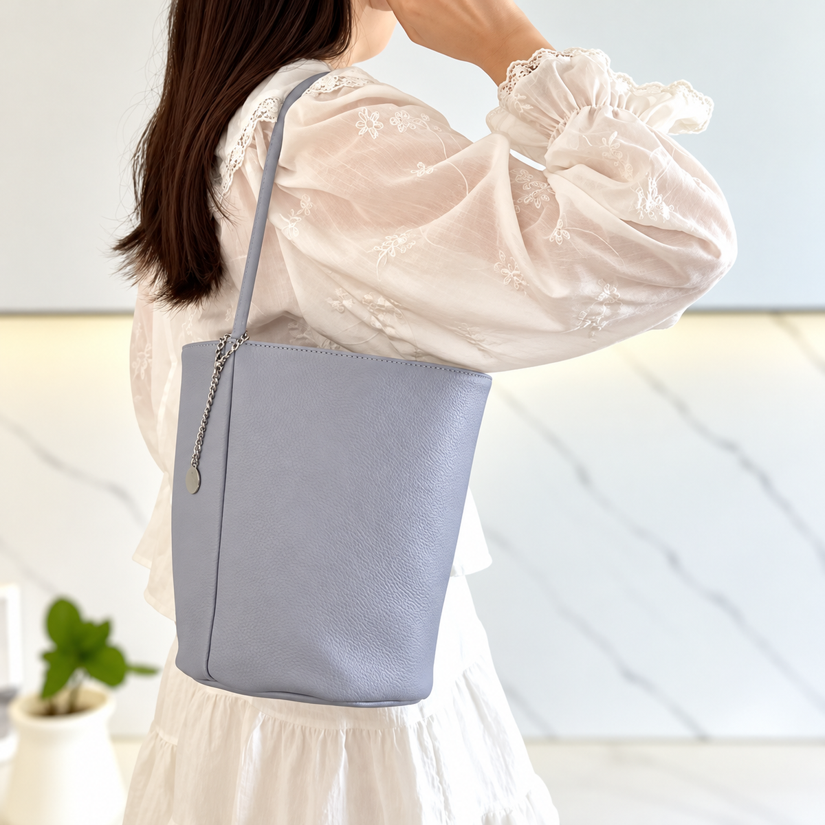Retro Soft Faux Leather Bucket Shoulder Bag