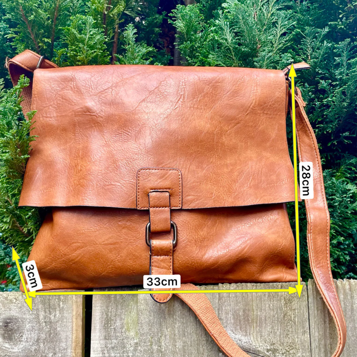 Brown Vegan Leather Flap Satchel Crossbody Shoulder Bag